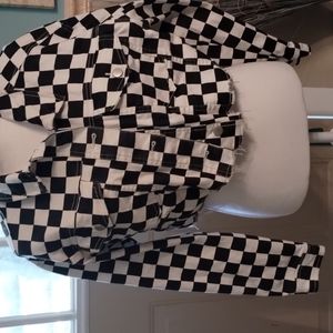 Checkered crop jacket